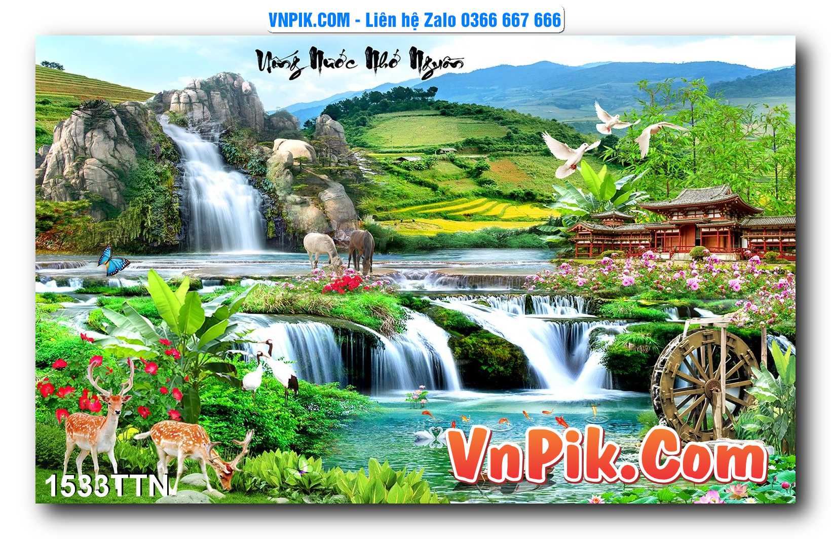 Tranh thác nước – Tranh phong thủy – Tranh treo tường mã 1533TTN