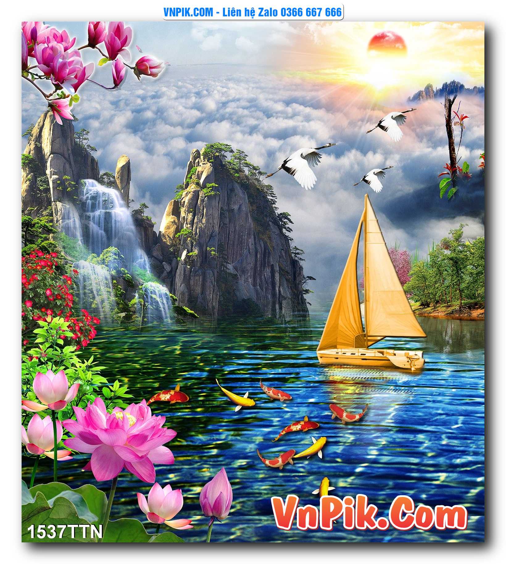Tranh thác nước – Tranh phong thủy – Tranh treo tường mã 1537TTN