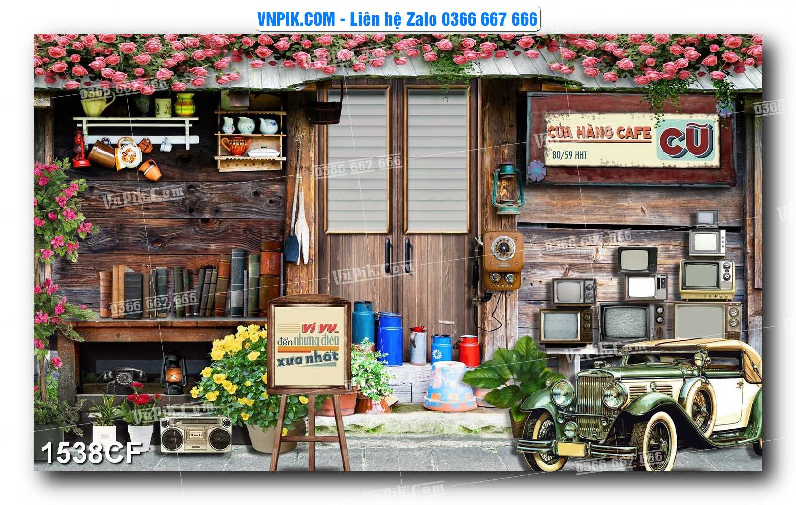 Tranh tường trang trí quán cà phê – trà chanh – trà sữa mã 1538CF