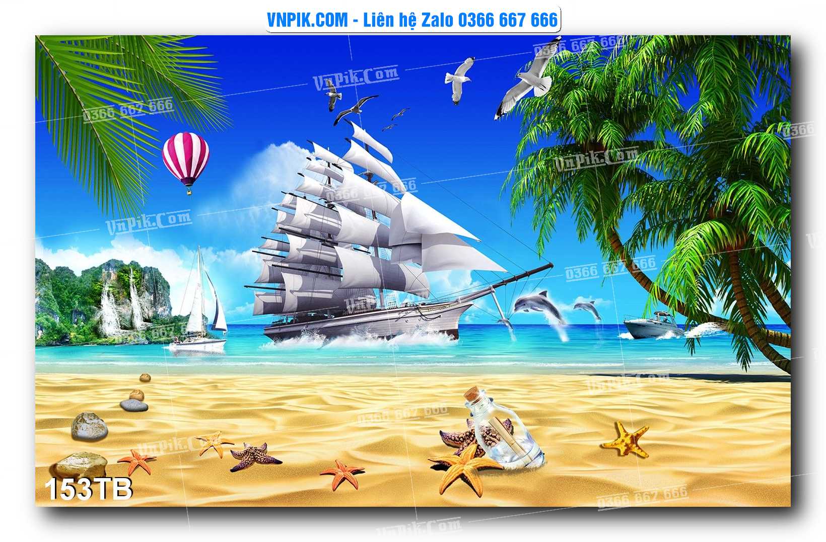 Tranh thuận buồm xuôi gió file PSD mẫu 153TB