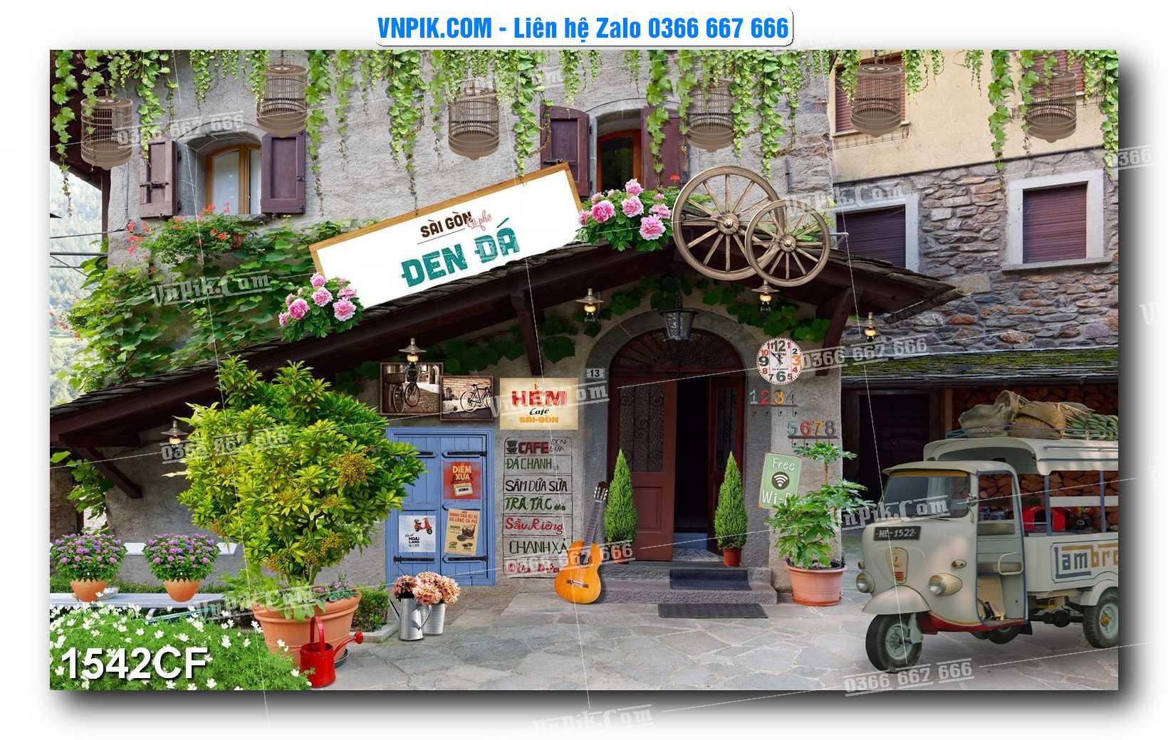 Tranh tường trang trí quán cà phê – trà chanh – trà sữa mã 1542CF