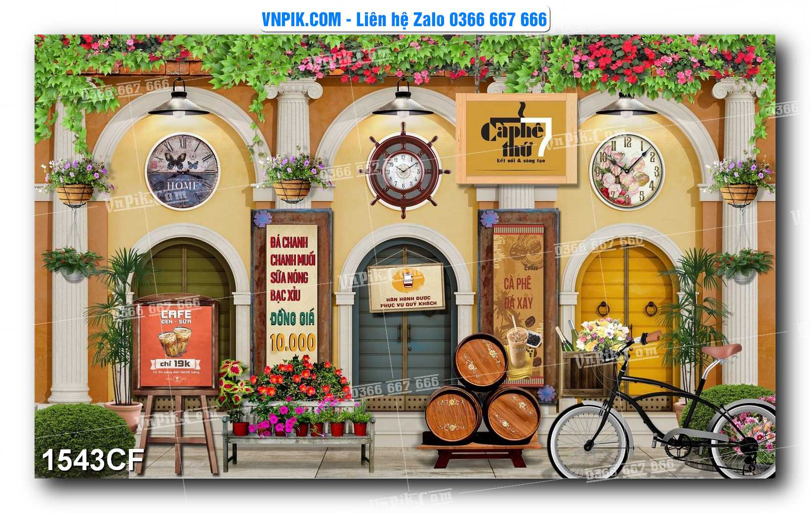 Tranh tường trang trí quán cà phê – trà chanh – trà sữa mã 1543CF