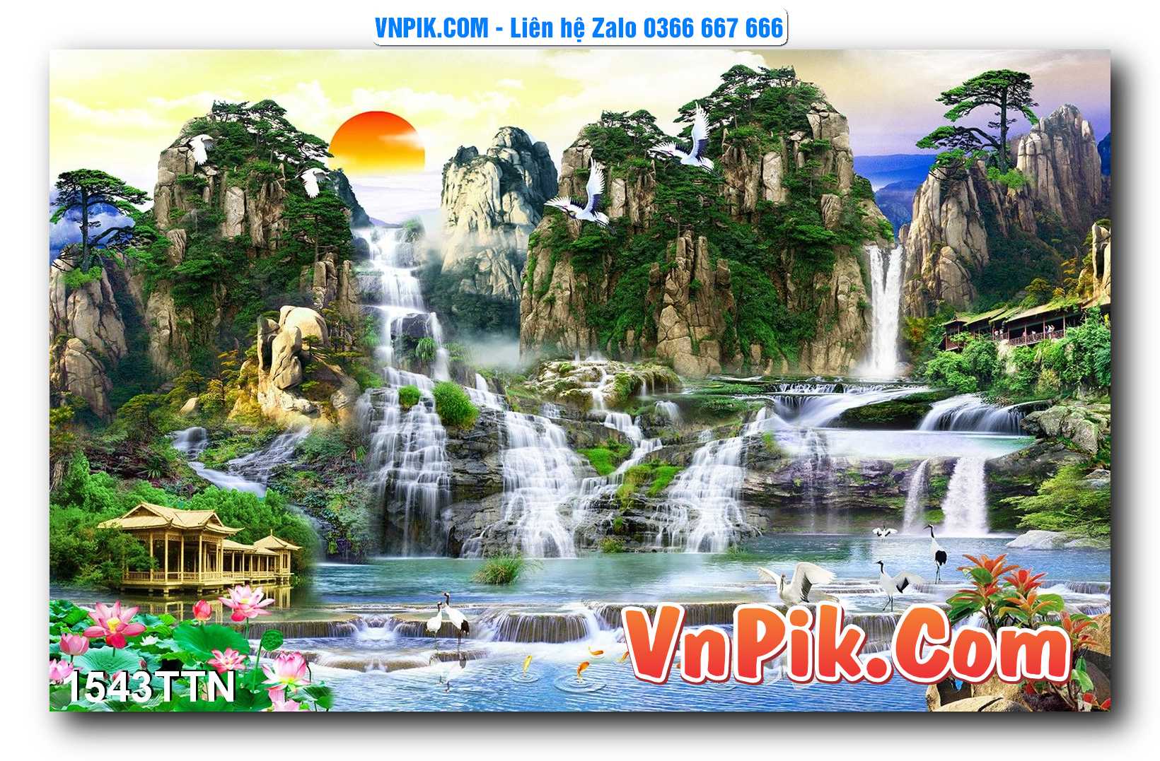 Tranh thác nước – Tranh phong thủy – Tranh treo tường mã 1543TTN