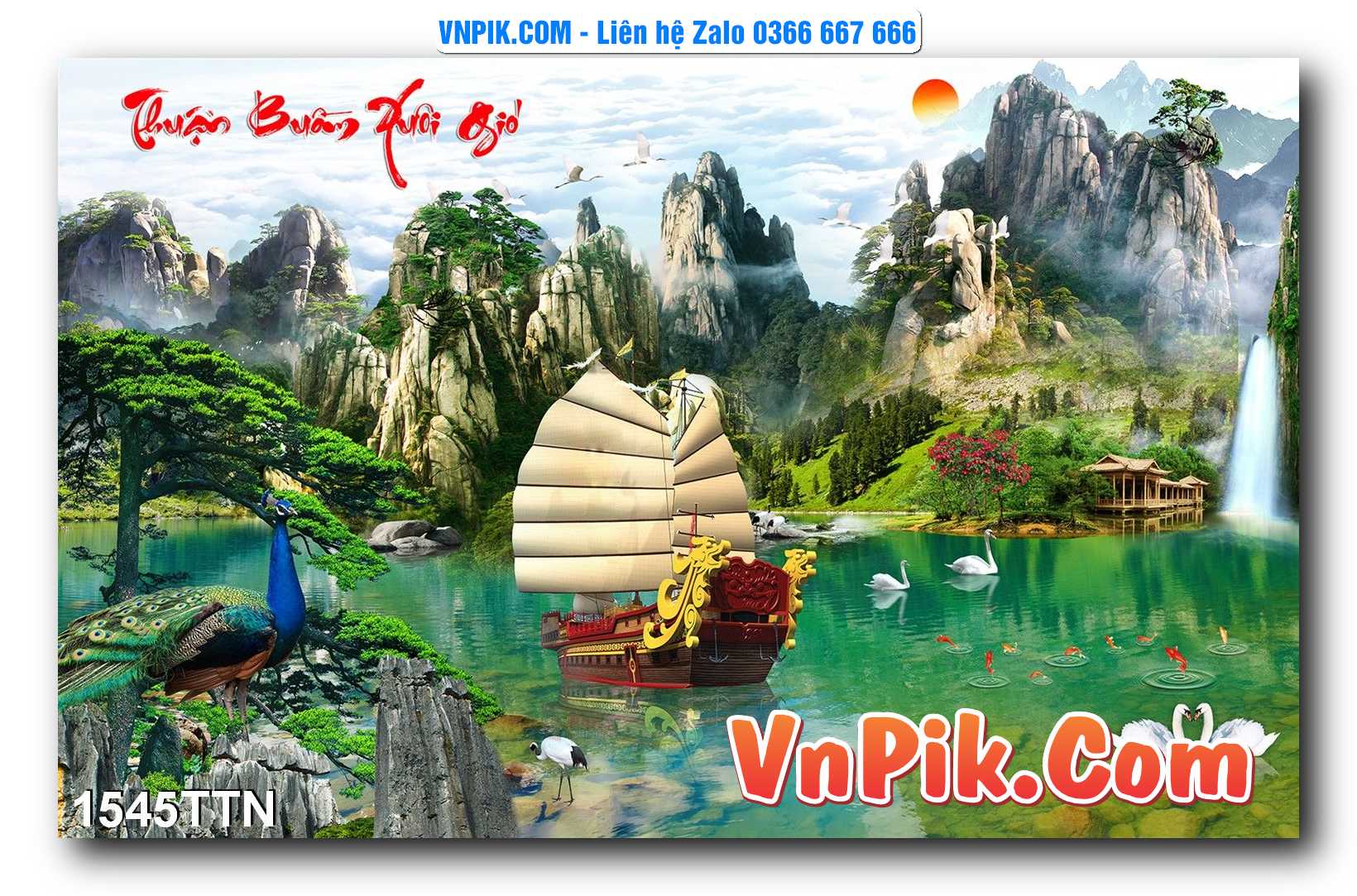 Tranh thác nước – Tranh phong thủy – Tranh treo tường mã 1545TTN