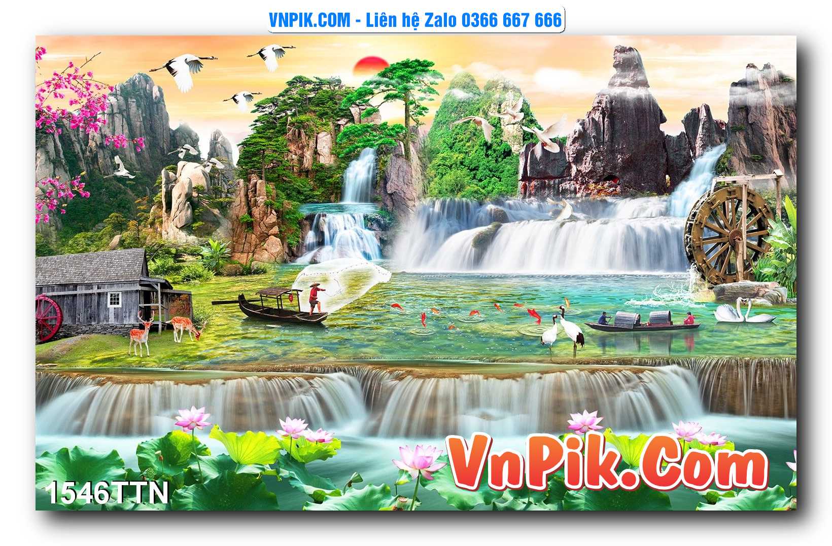 Tranh thác nước – Tranh phong thủy – Tranh treo tường mã 1546TTN