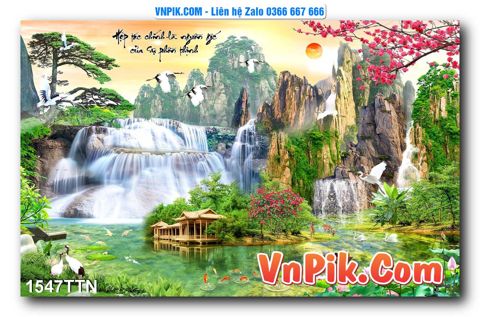 Tranh thác nước – Tranh phong thủy – Tranh treo tường mã 1547TTN