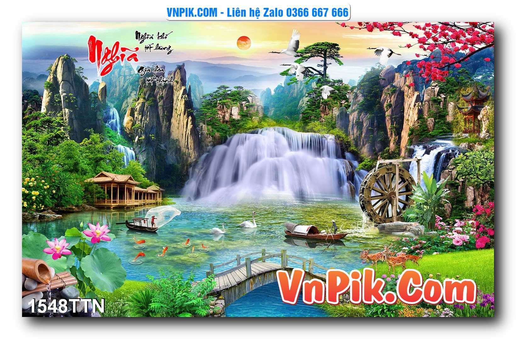 Tranh thác nước – Tranh phong thủy – Tranh treo tường mã 1548TTN