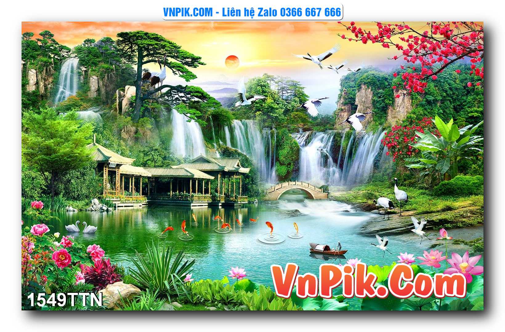 Tranh thác nước – Tranh phong thủy – Tranh treo tường mã 1549TTN