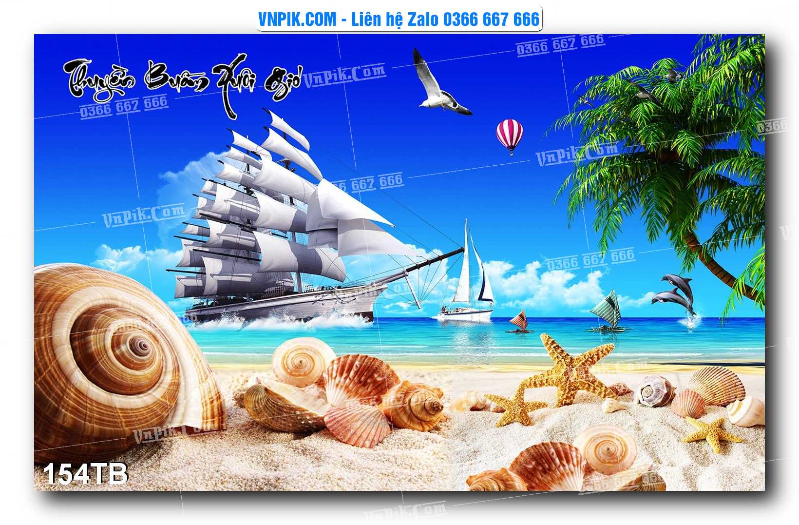 Tranh thuận buồm xuôi gió file PSD mẫu 154TB