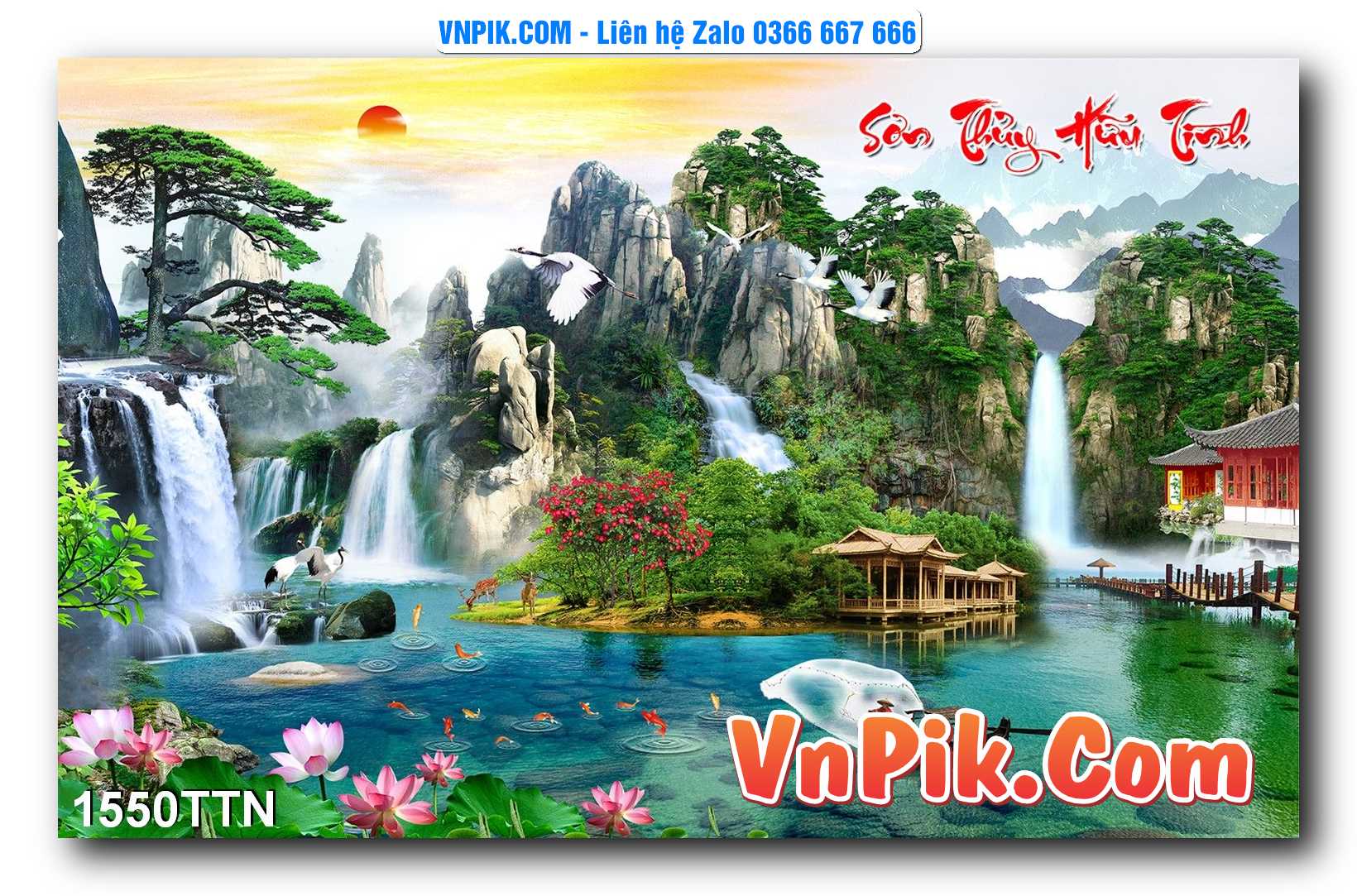 Tranh thác nước – Tranh phong thủy – Tranh treo tường mã 1550TTN