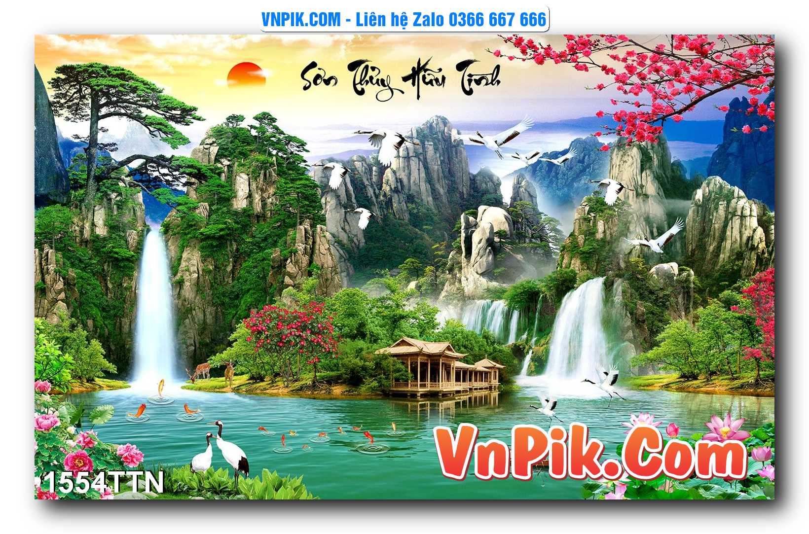 Tranh thác nước – Tranh phong thủy – Tranh treo tường mã 1554TTN