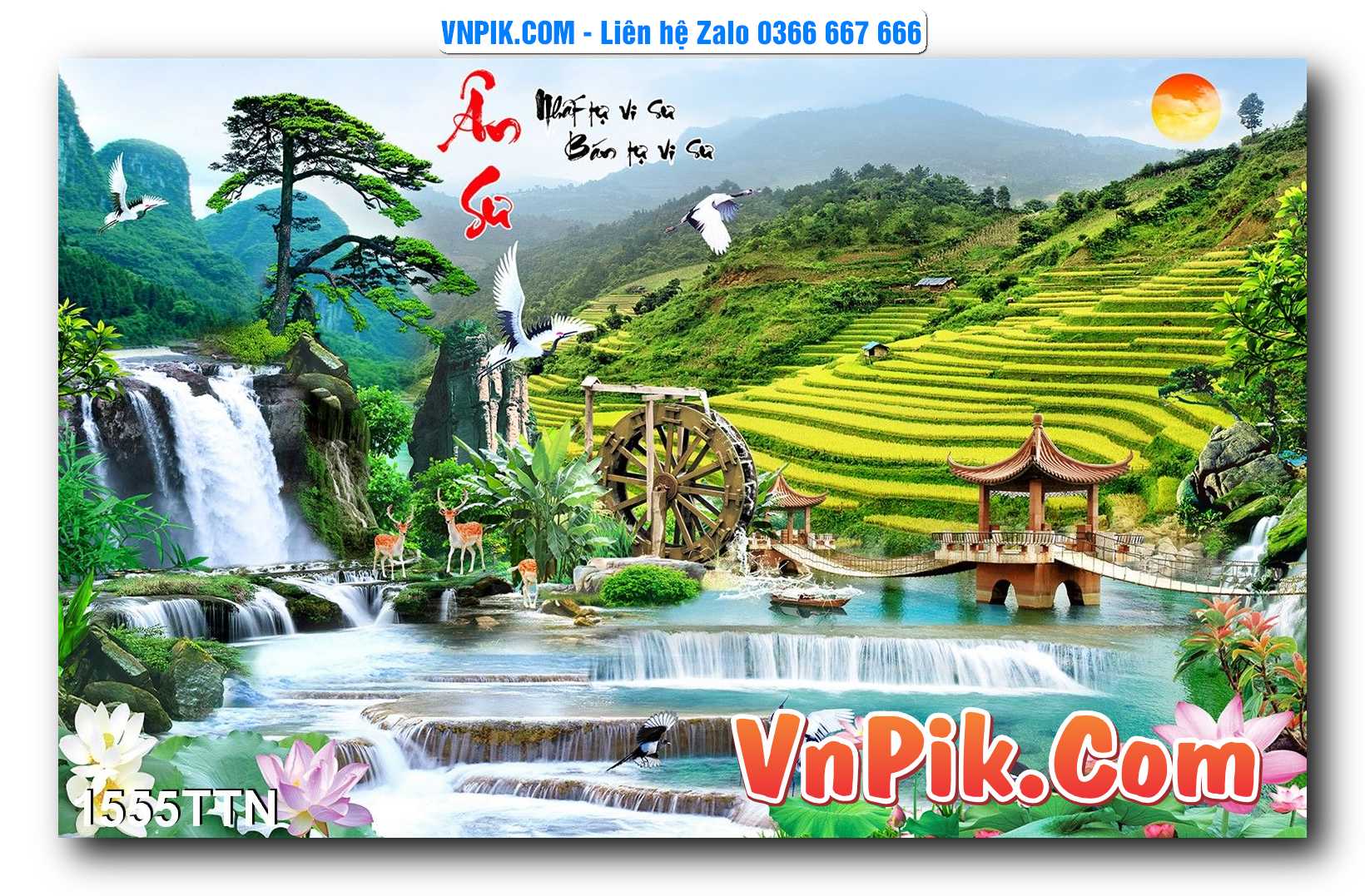 Tranh thác nước – Tranh phong thủy – Tranh treo tường mã 1555TTN
