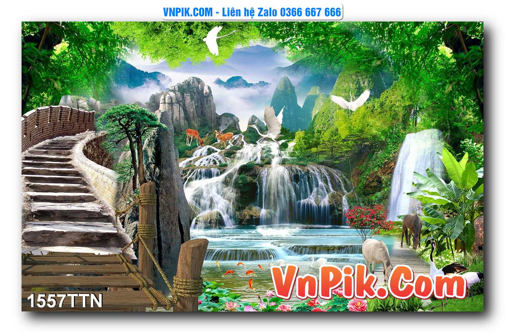 Tranh thác nước – Tranh phong thủy – Tranh treo tường mã 1557TTN