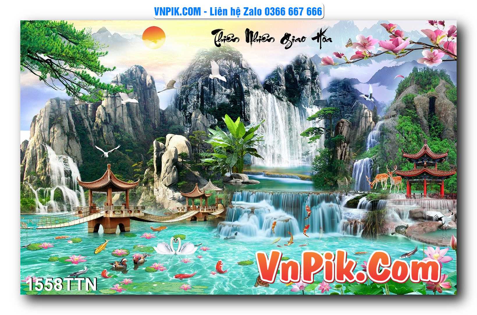 Tranh thác nước – Tranh phong thủy – Tranh treo tường mã 1558TTN
