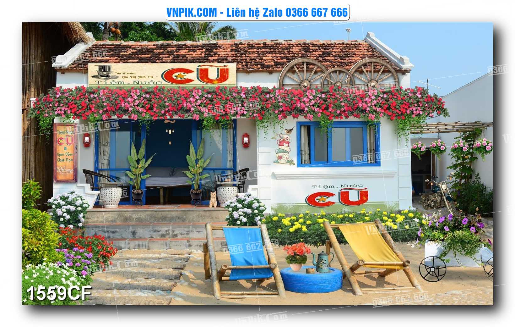 Tranh tường trang trí quán cà phê – trà chanh – trà sữa mã 1559CF
