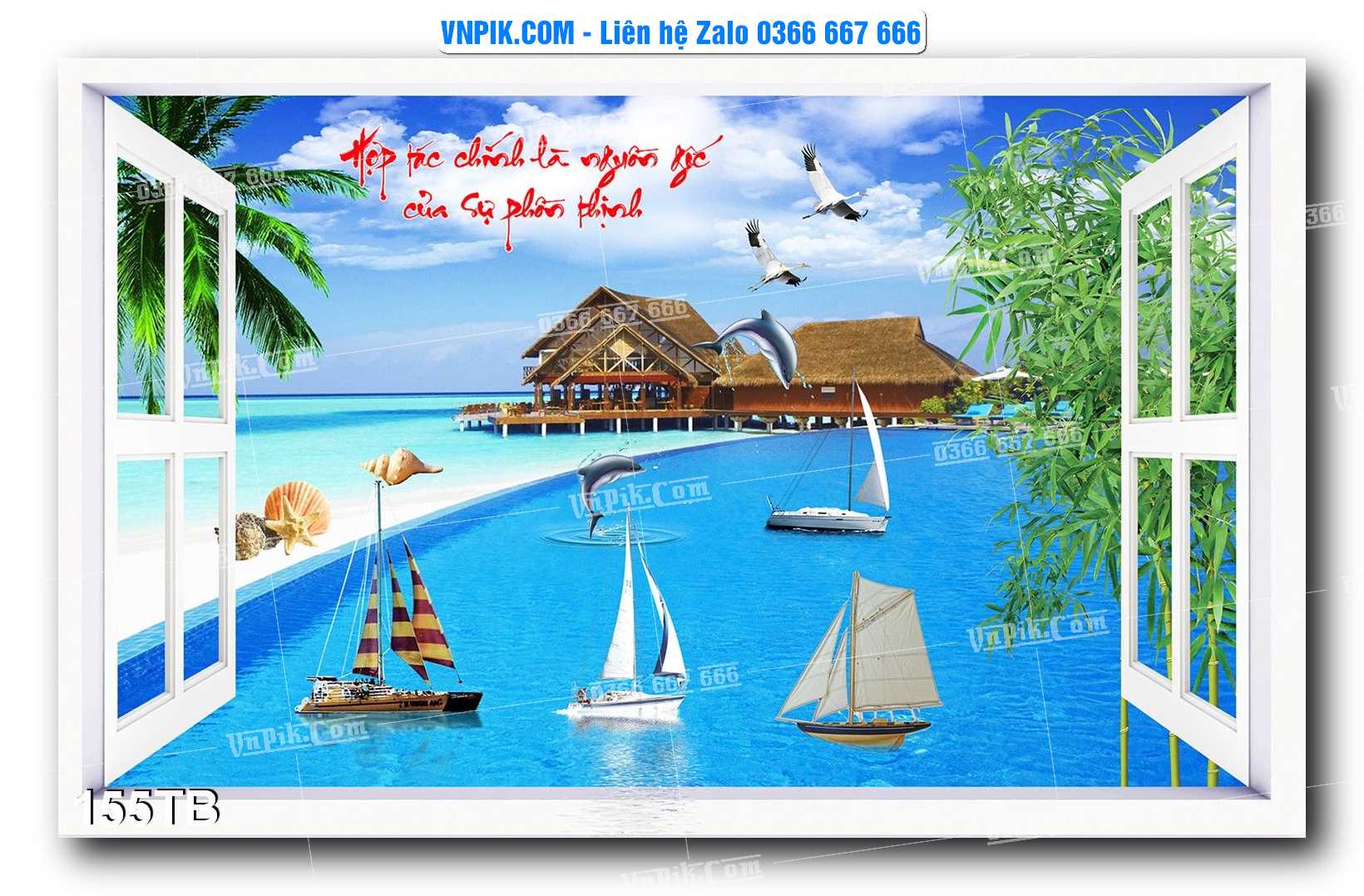 Tranh thuận buồm xuôi gió file PSD mẫu 155TB