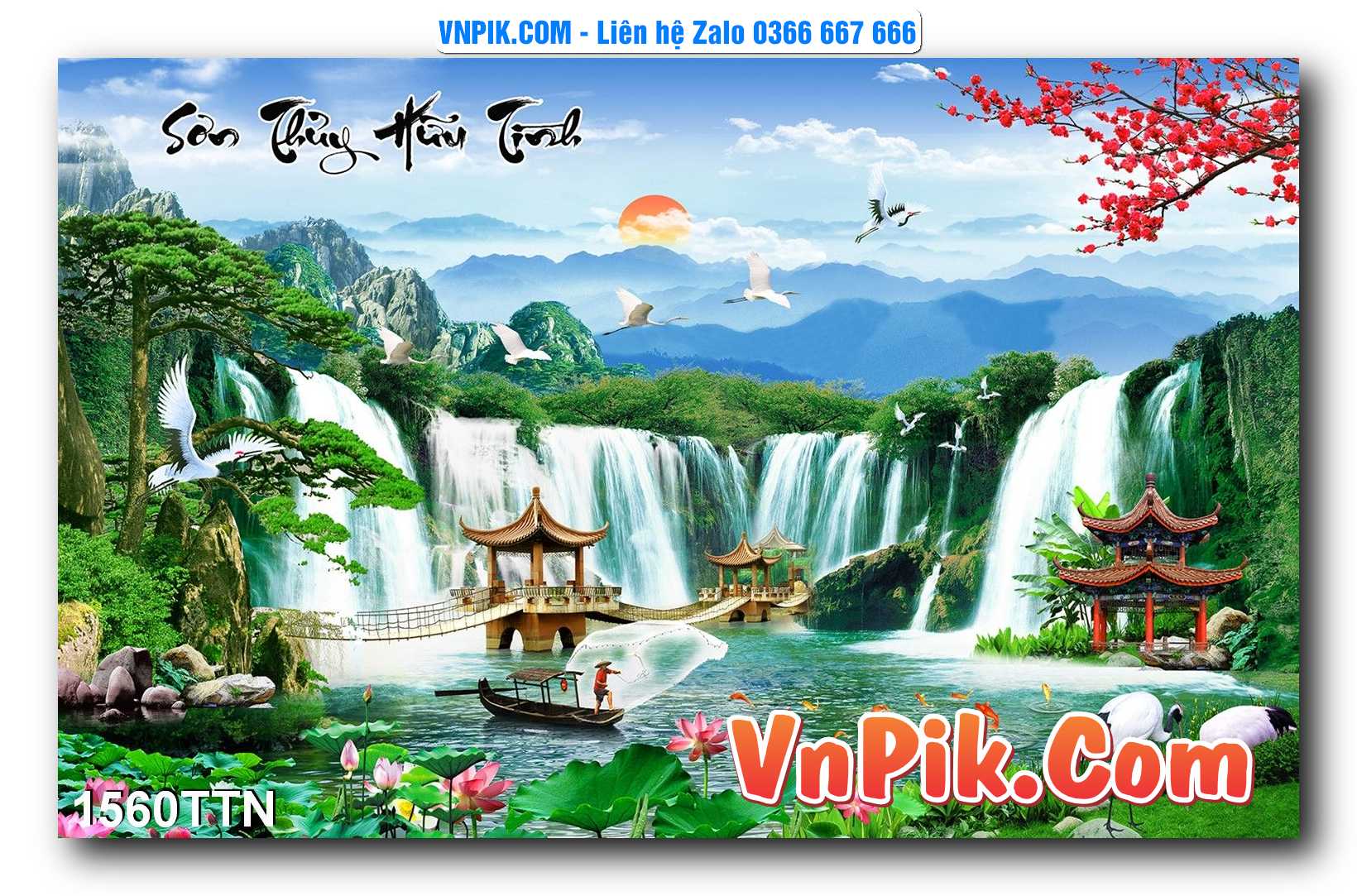 Tranh thác nước – Tranh phong thủy – Tranh treo tường mã 1560TTN