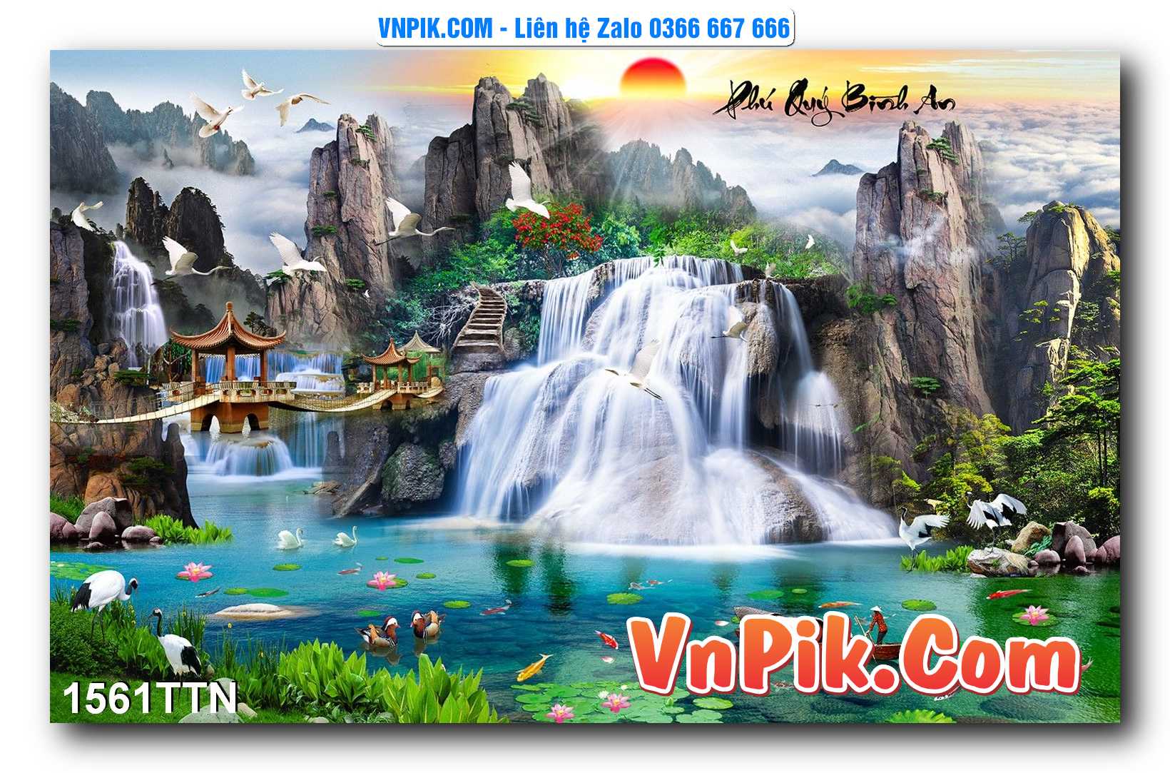 Tranh thác nước – Tranh phong thủy – Tranh treo tường mã 1561TTN