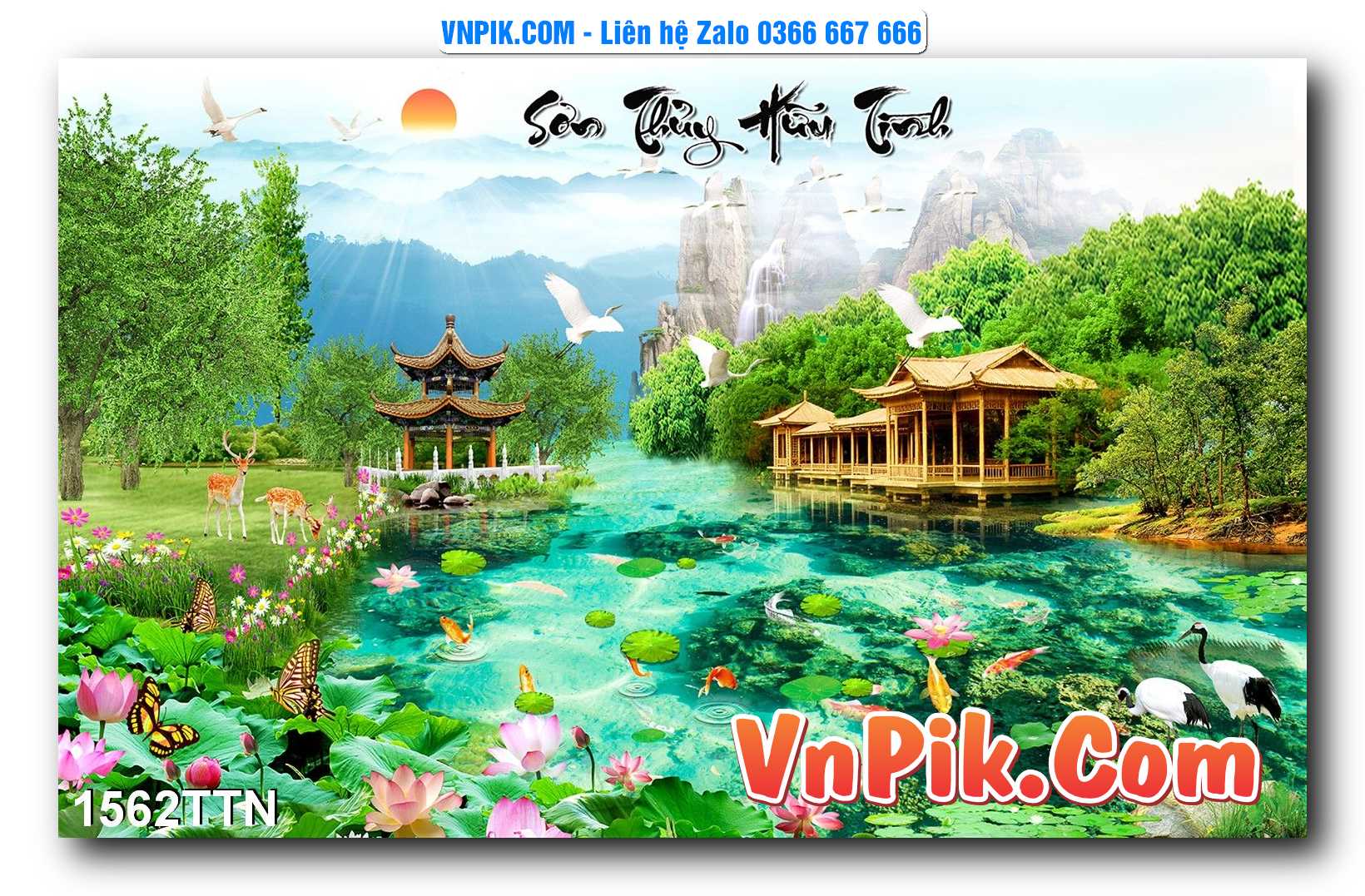 Tranh thác nước – Tranh phong thủy – Tranh treo tường mã 1562TTN