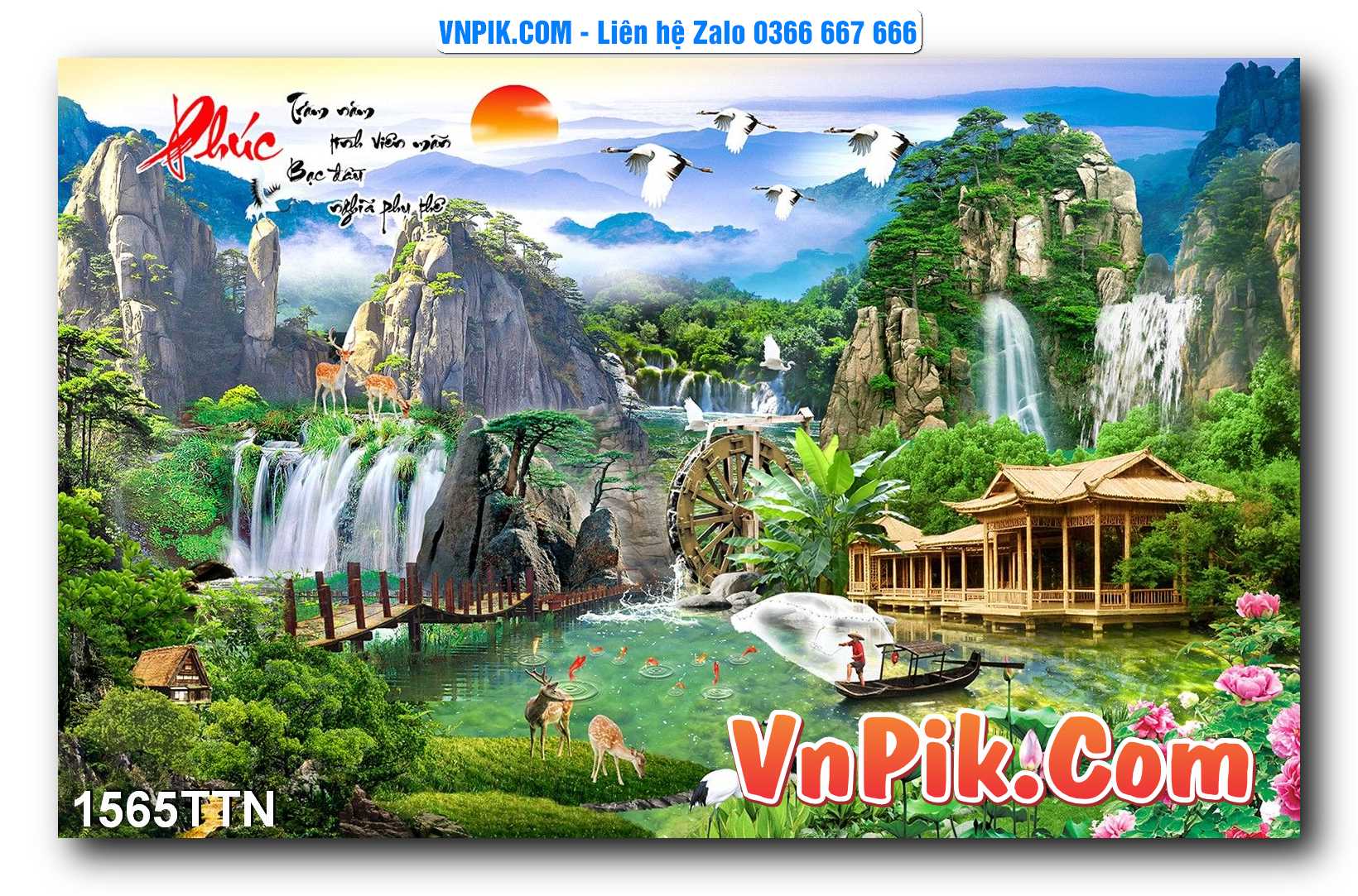 Tranh thác nước – Tranh phong thủy – Tranh treo tường mã 1565TTN