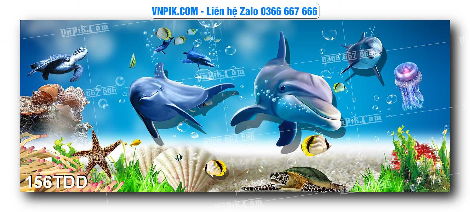 Tranh đại dương – cá heo 3D – tranh bể cá 155TDD
