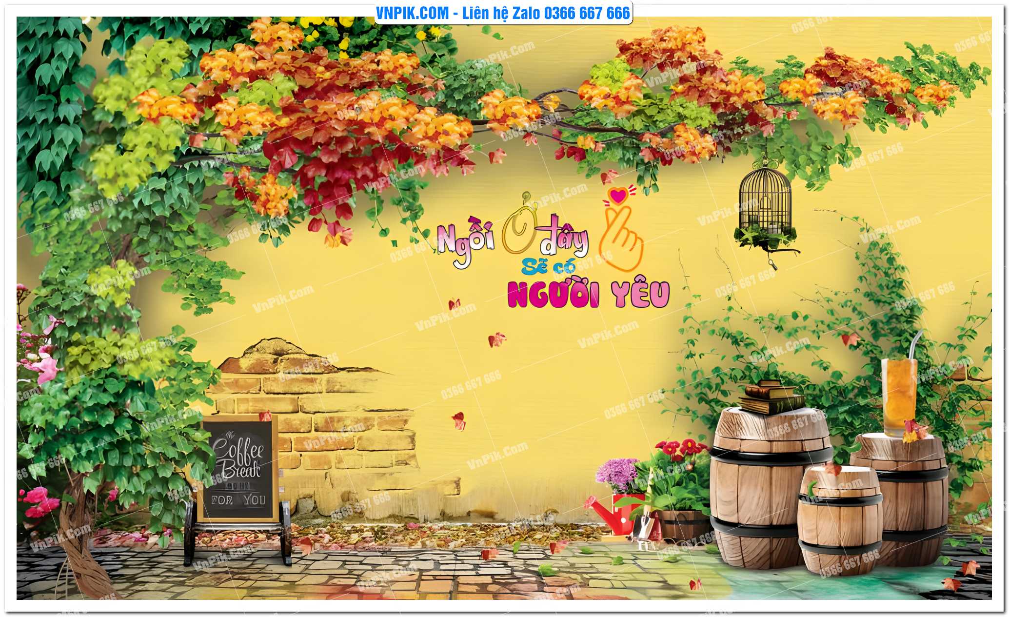 Tranh tường trang trí quán cà phê – trà chanh – trà sữa mã 1572CF
