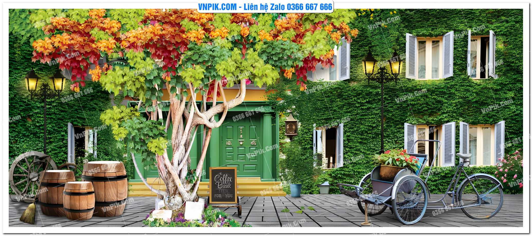 Tranh tường trang trí quán cà phê – trà chanh – trà sữa mã 1574CF