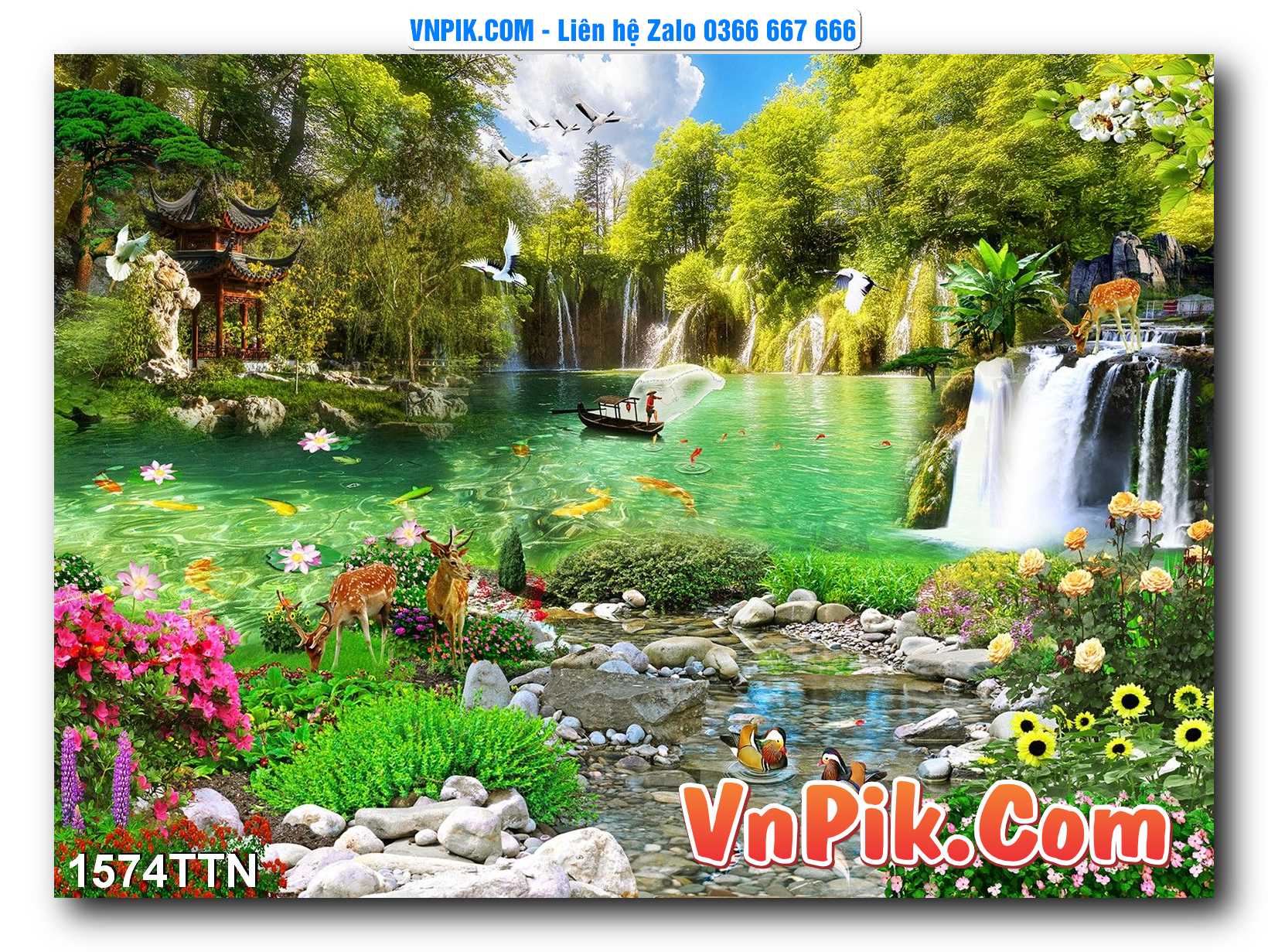 Tranh thác nước – Tranh phong thủy – Tranh treo tường mã 1574TTN