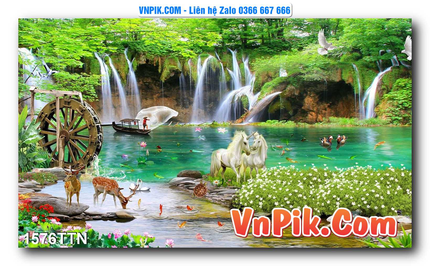 Tranh thác nước – Tranh phong thủy – Tranh treo tường mã 1576TTN