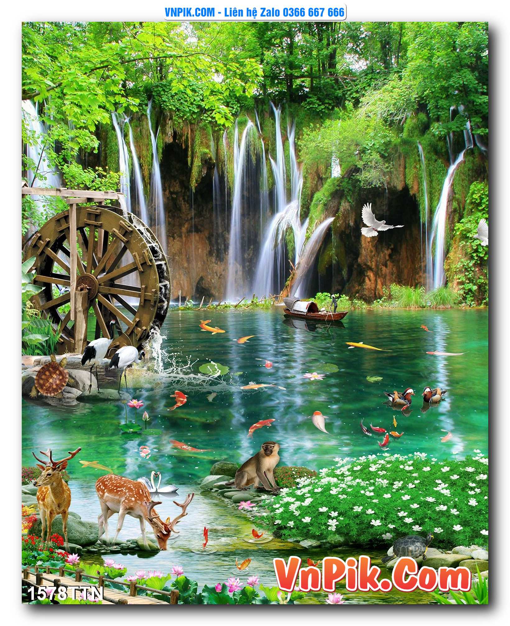 Tranh thác nước – Tranh phong thủy – Tranh treo tường mã 1578TTN
