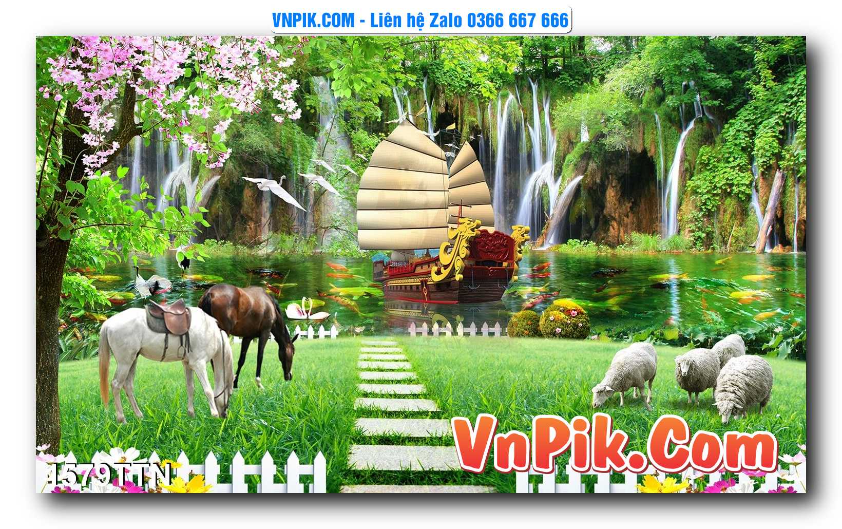 Tranh thác nước – Tranh phong thủy – Tranh treo tường mã 1579TTN
