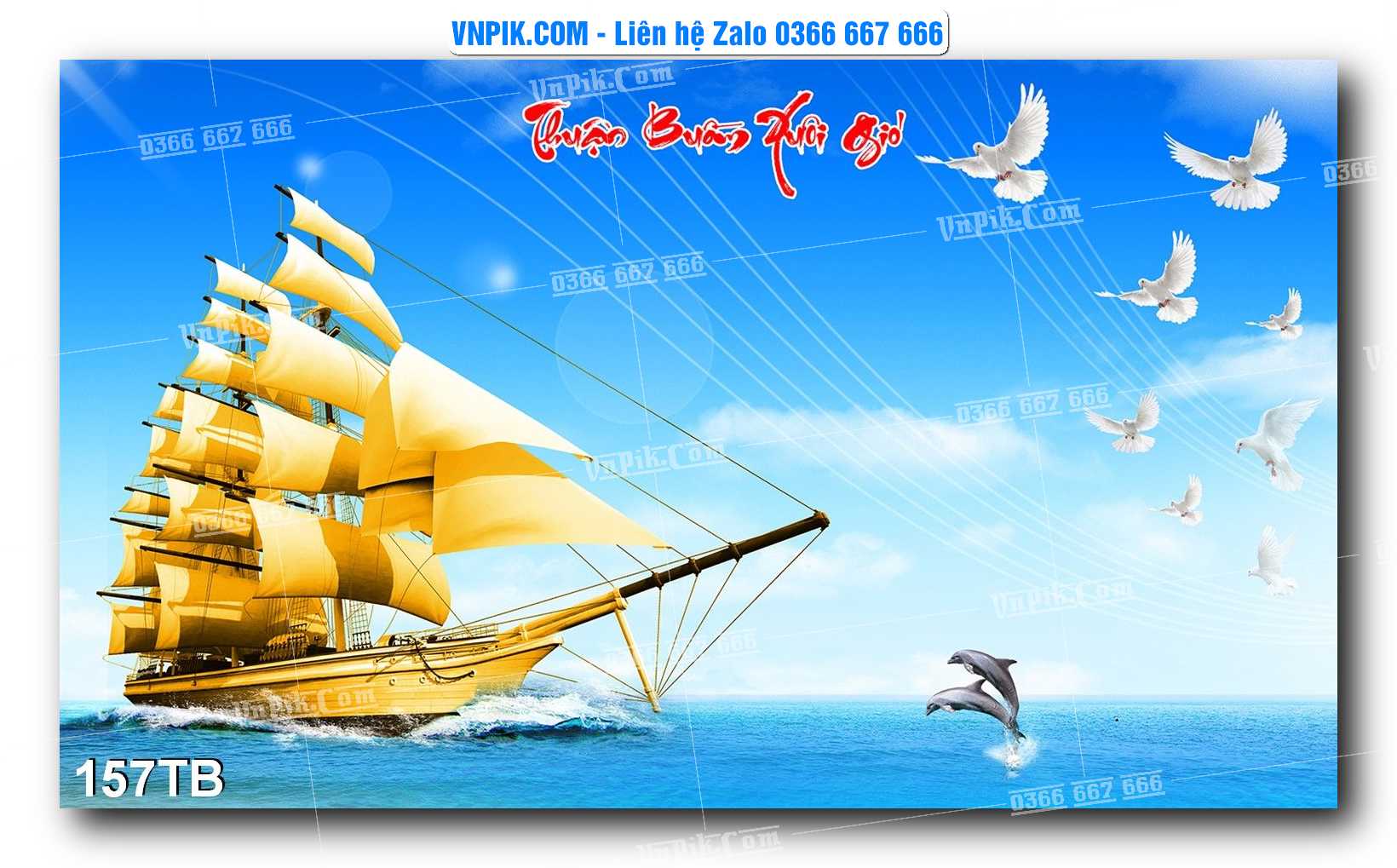 Tranh thuận buồm xuôi gió file PSD mẫu 157TB