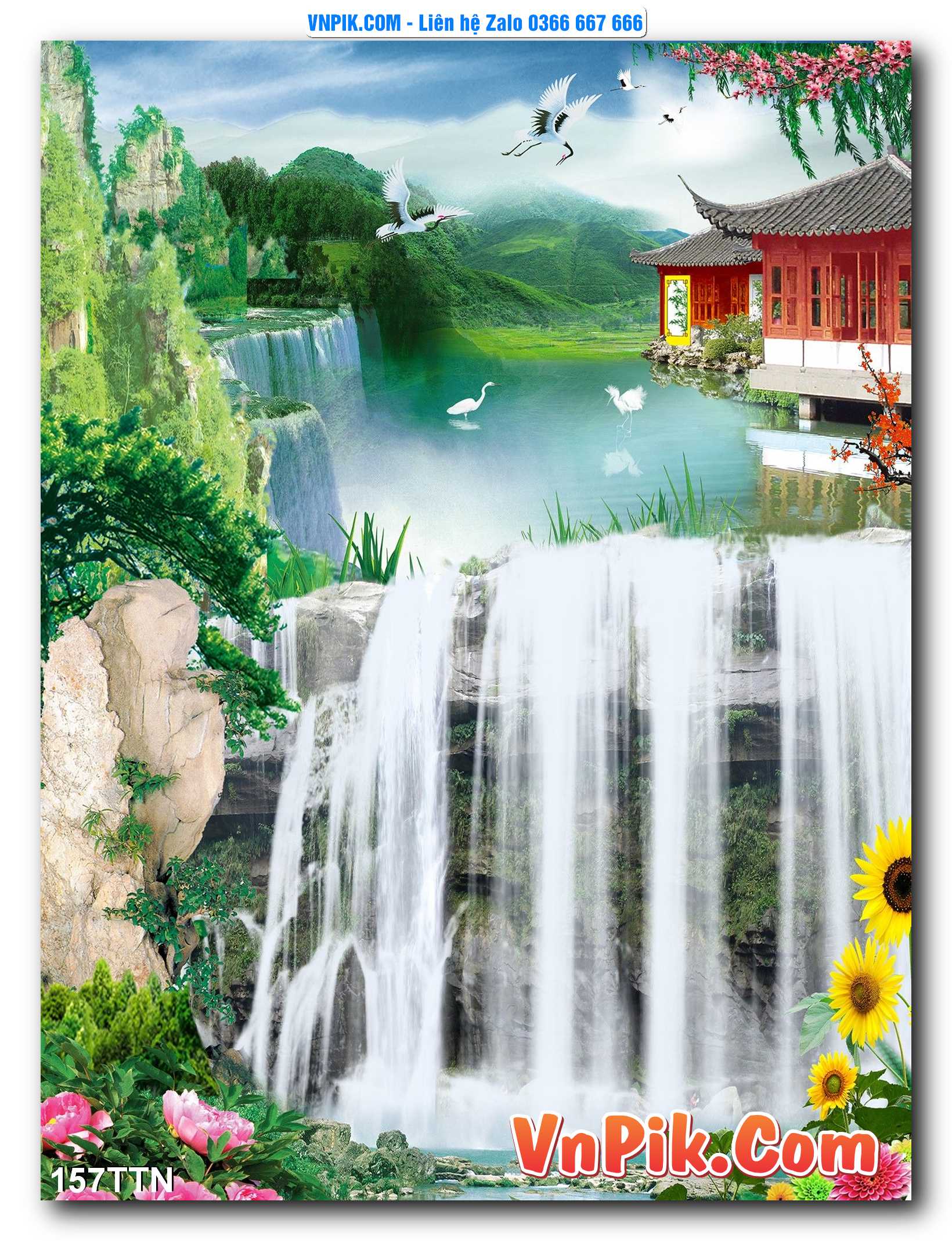 Tranh thác nước – Tranh phong thủy – Tranh treo tường mã 157TTN