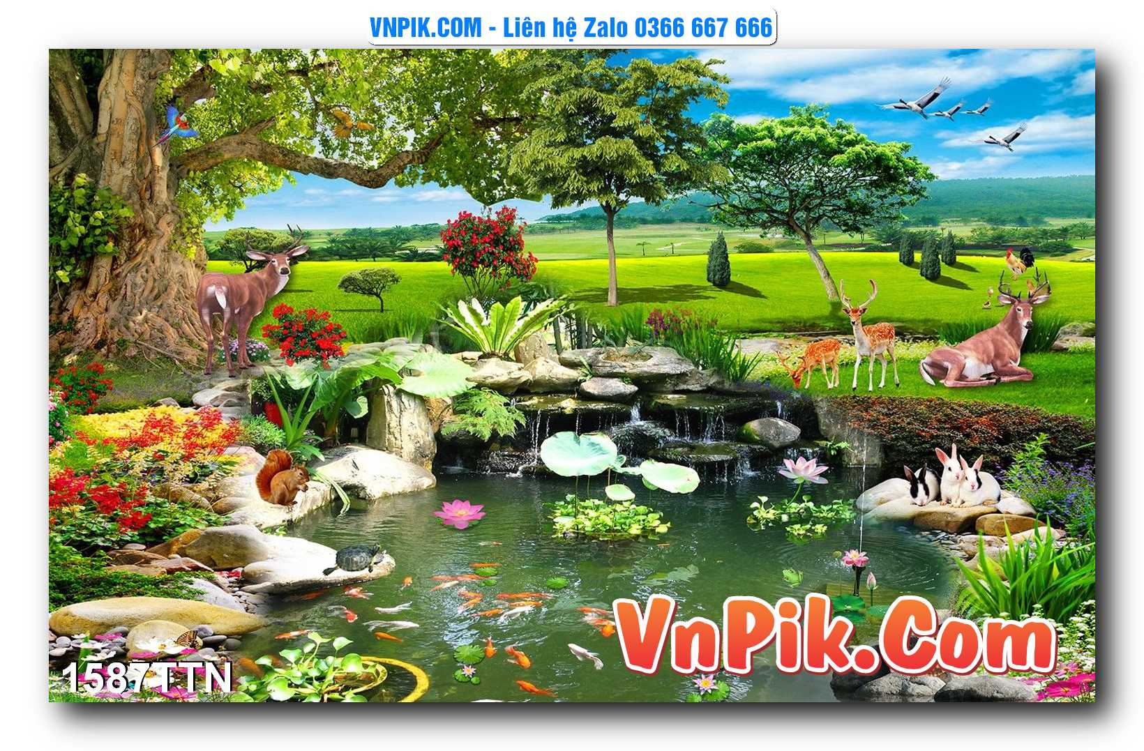 Tranh thác nước – Tranh phong thủy – Tranh treo tường mã 1587TTN