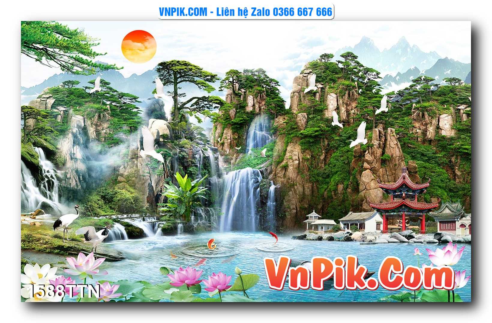 Tranh thác nước – Tranh phong thủy – Tranh treo tường mã 1588TTN