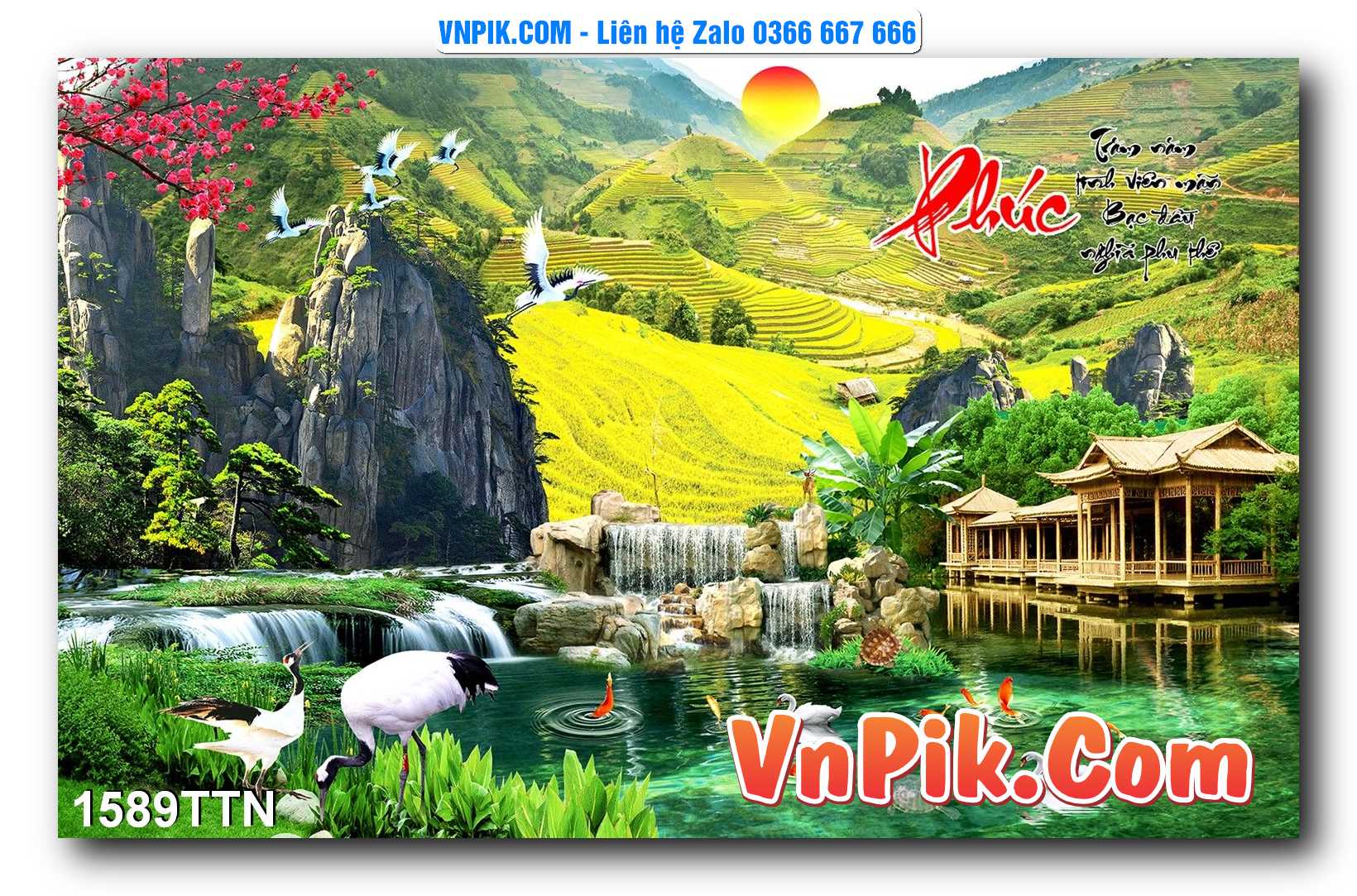 Tranh thác nước – Tranh phong thủy – Tranh treo tường mã 1589TTN