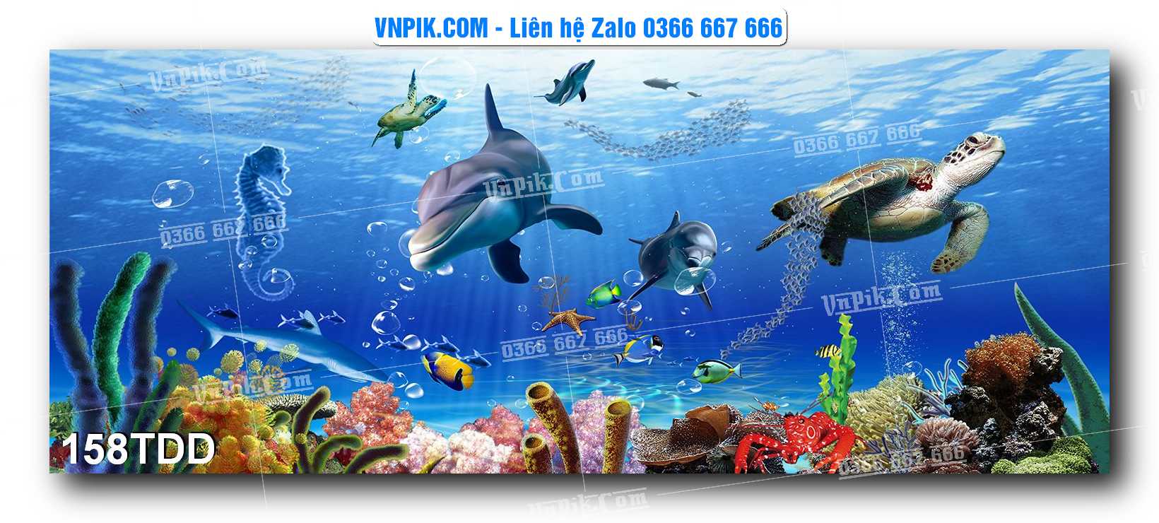 Tranh đại dương – cá heo 3D – tranh bể cá 158TDD
