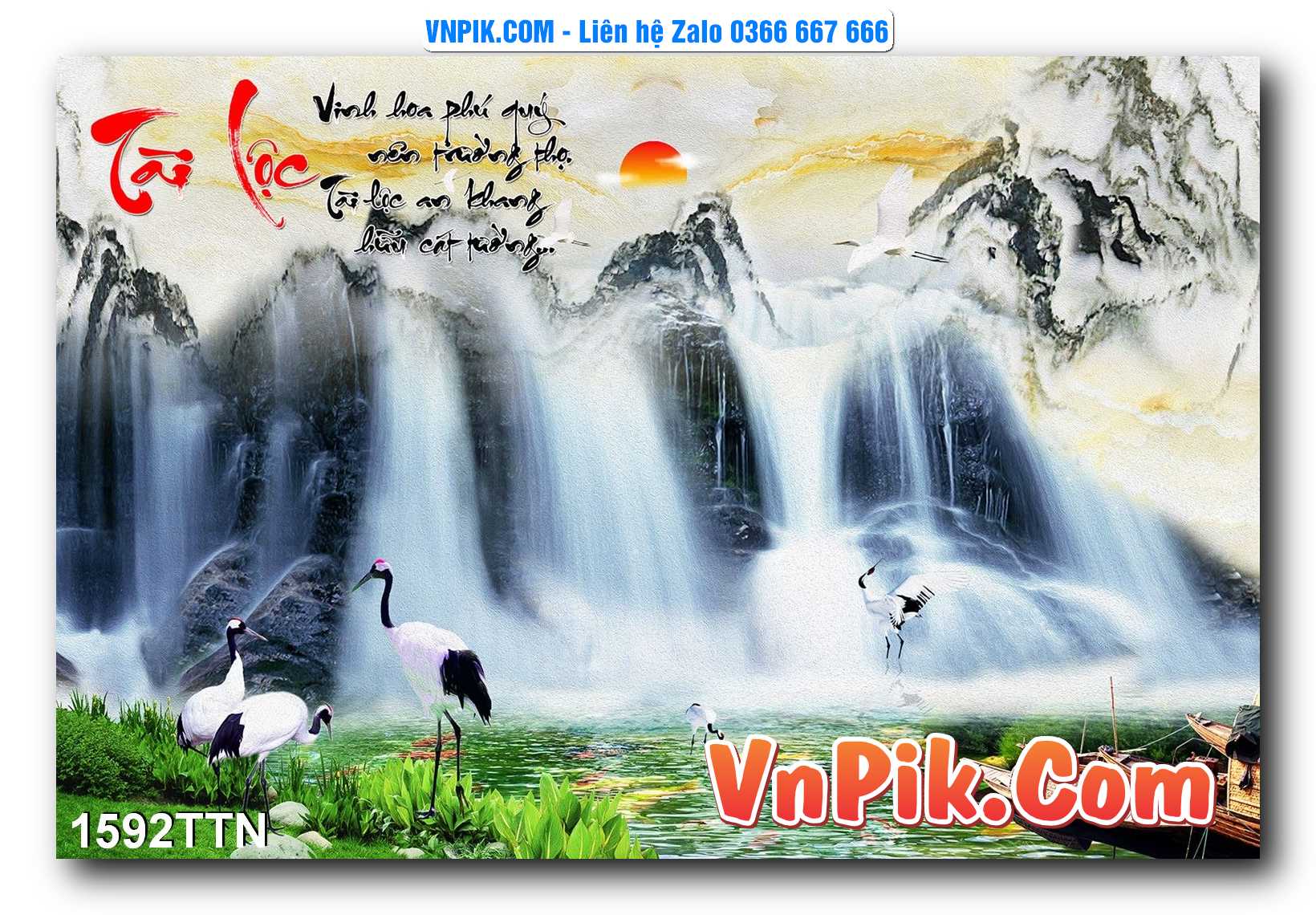 Tranh thác nước – Tranh phong thủy – Tranh treo tường mã 1592TTN