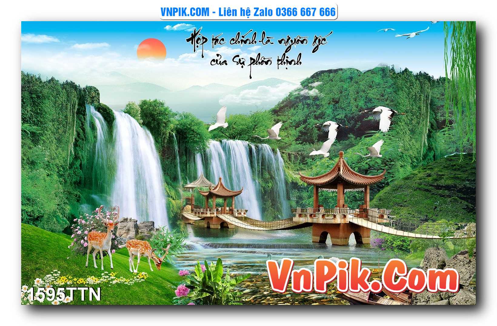 Tranh thác nước – Tranh phong thủy – Tranh treo tường mã 1595TTN