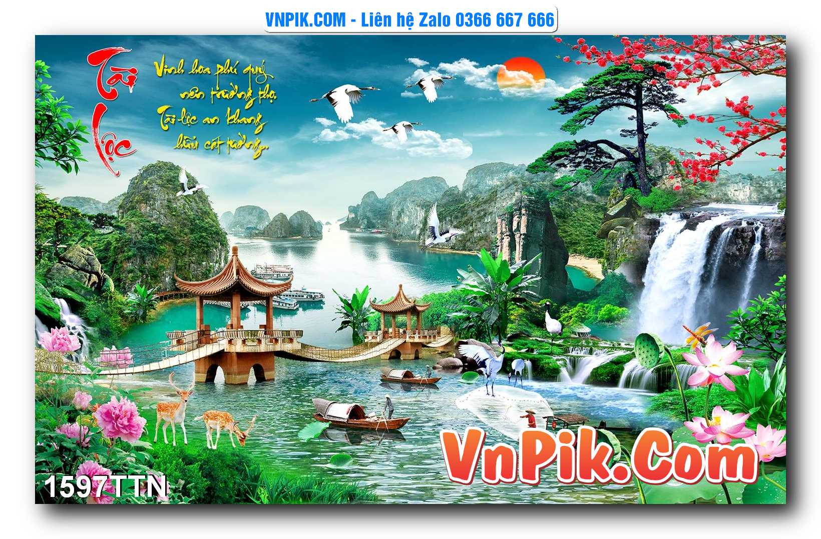 Tranh thác nước – Tranh phong thủy – Tranh treo tường mã 1597TTN
