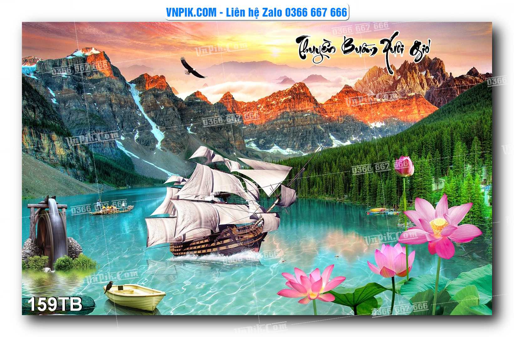 Tranh thuận buồm xuôi gió file PSD mẫu 159TB