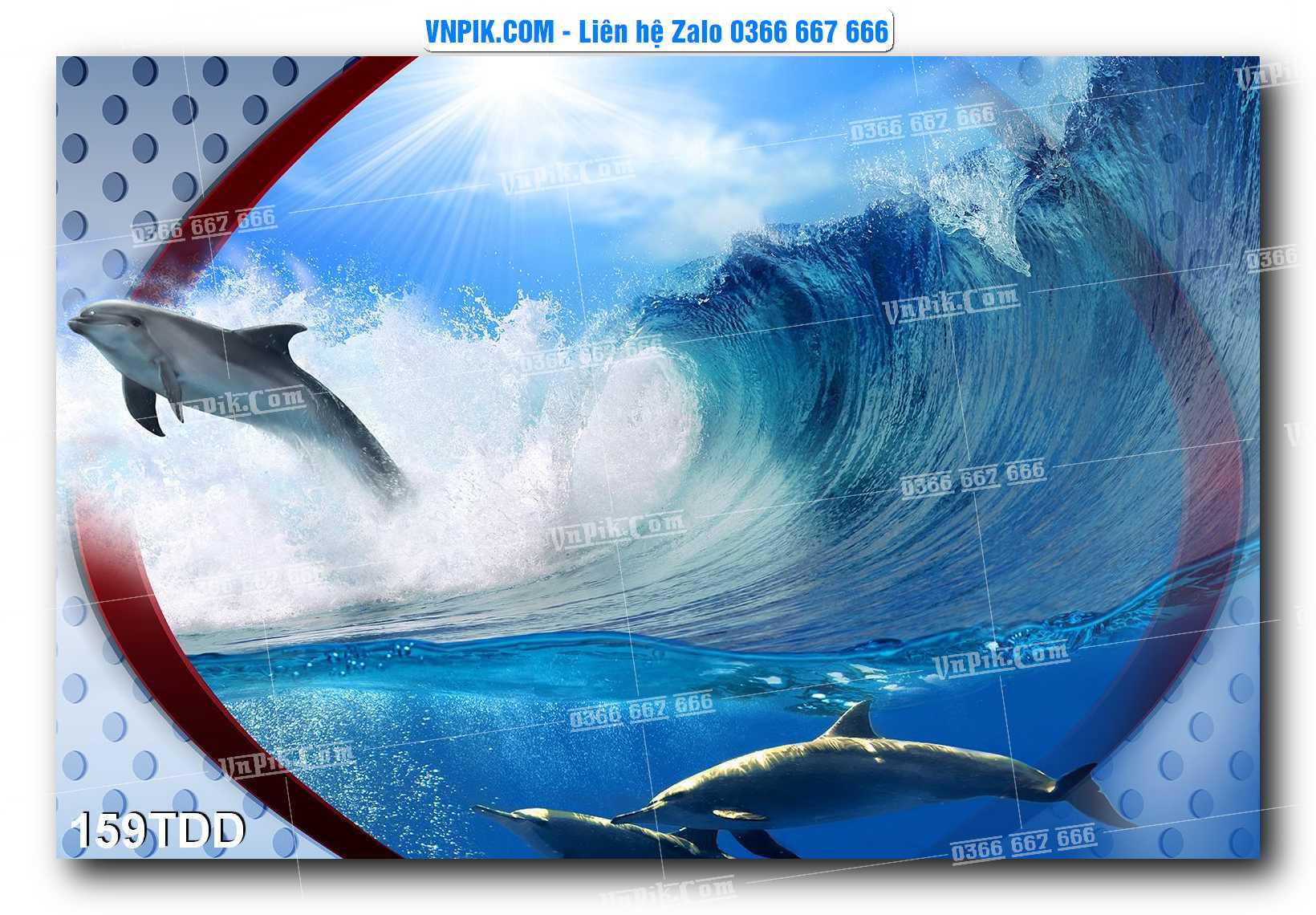 Tranh đại dương – cá heo 3D – tranh bể cá 159TDD