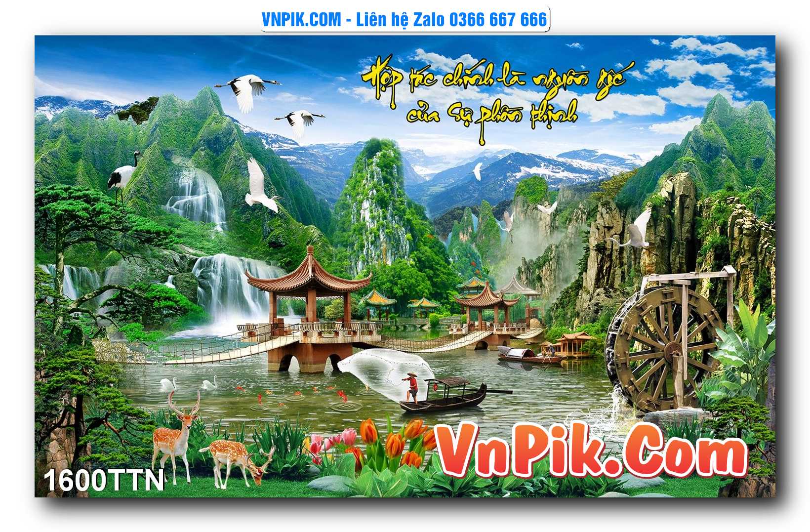 Tranh thác nước – Tranh phong thủy – Tranh treo tường mã 1600TTN