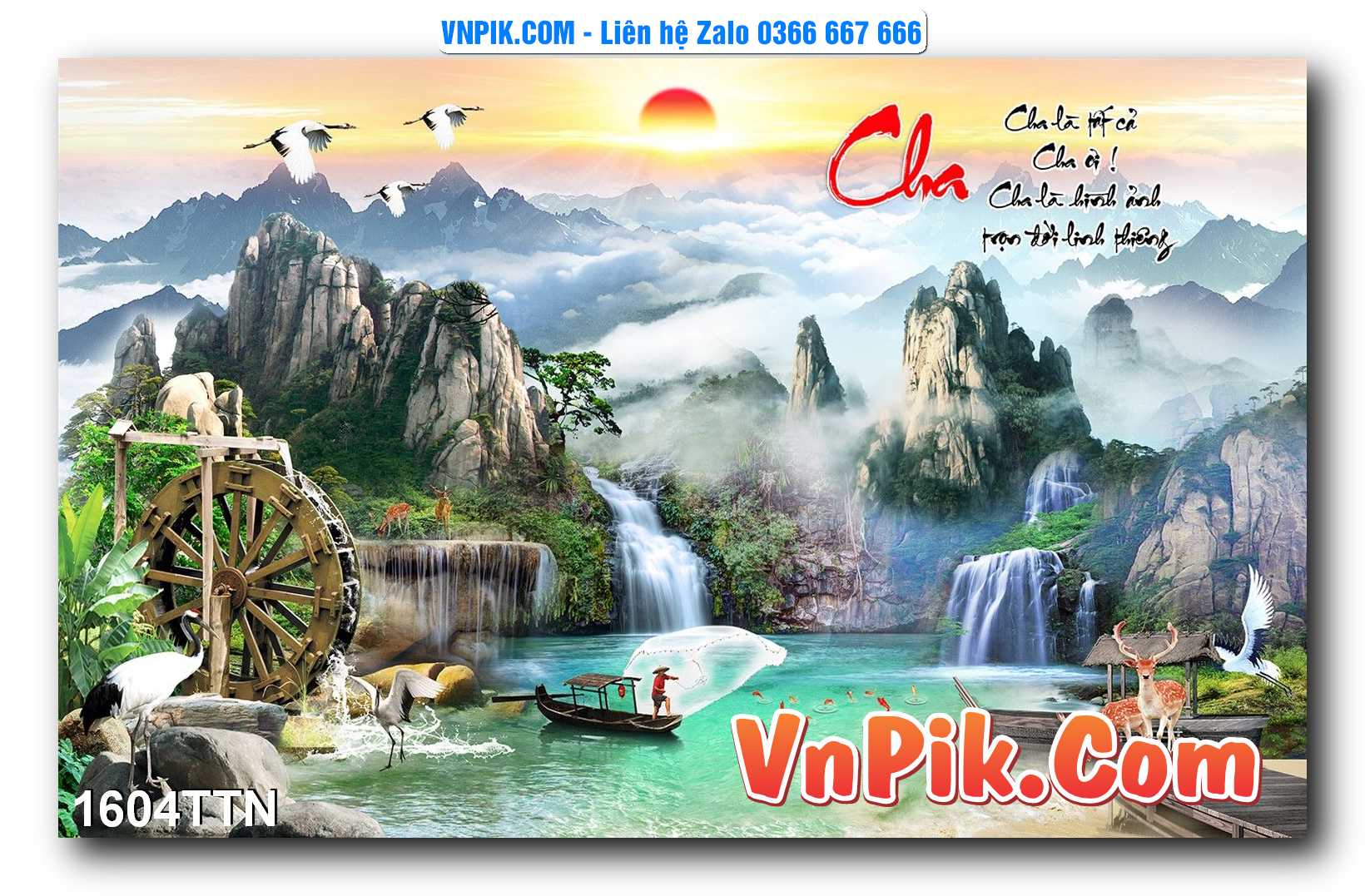 Tranh thác nước – Tranh phong thủy – Tranh treo tường mã 1604TTN