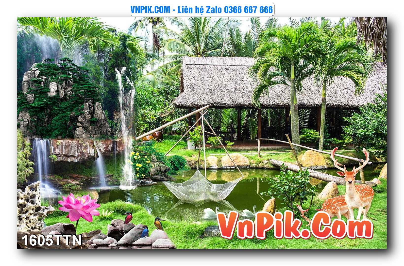 Tranh thác nước – Tranh phong thủy – Tranh treo tường mã 1605TTN