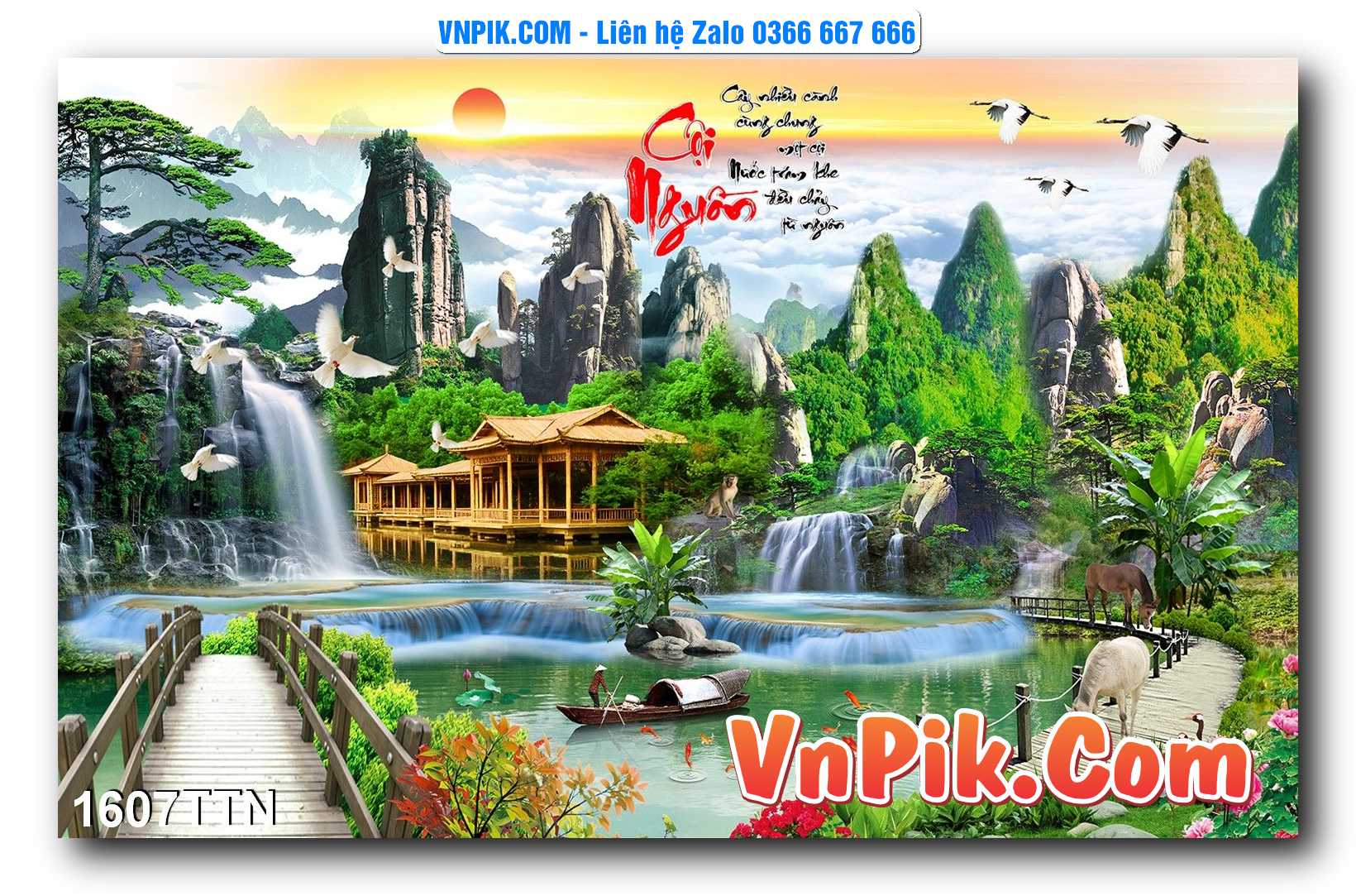 Tranh thác nước – Tranh phong thủy – Tranh treo tường mã 1607TTN