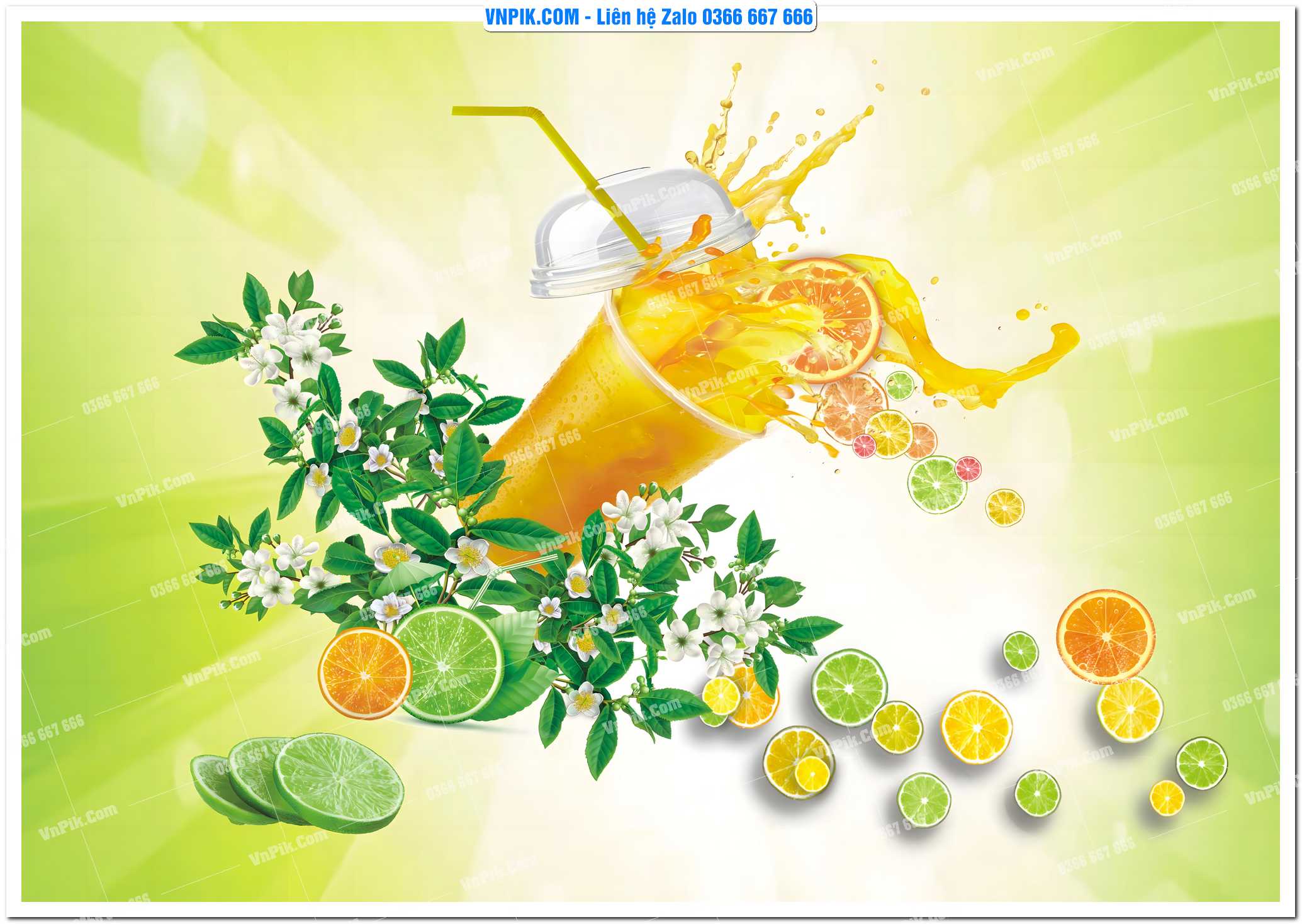 Tranh tường trang trí quán cà phê – trà chanh – trà sữa mã 1608CF