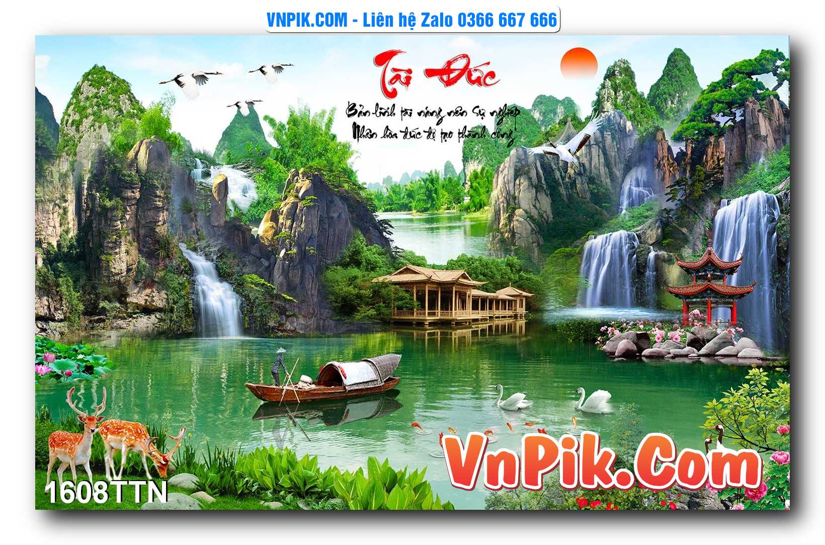 Tranh thác nước – Tranh phong thủy – Tranh treo tường mã 1608TTN