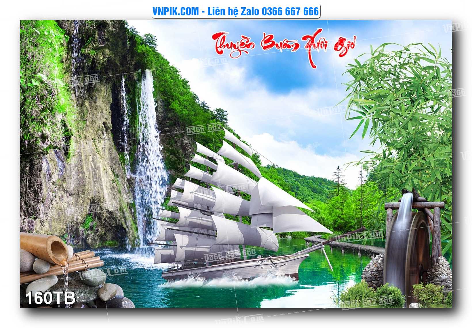 Tranh thuận buồm xuôi gió file PSD mẫu 160TB