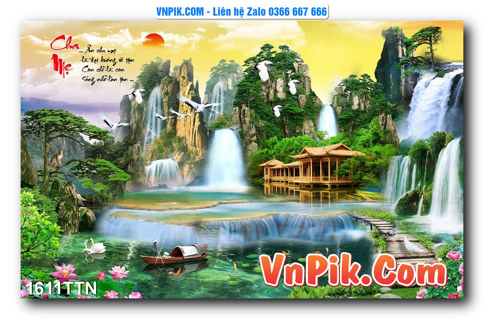 Tranh thác nước – Tranh phong thủy – Tranh treo tường mã 1611TTN